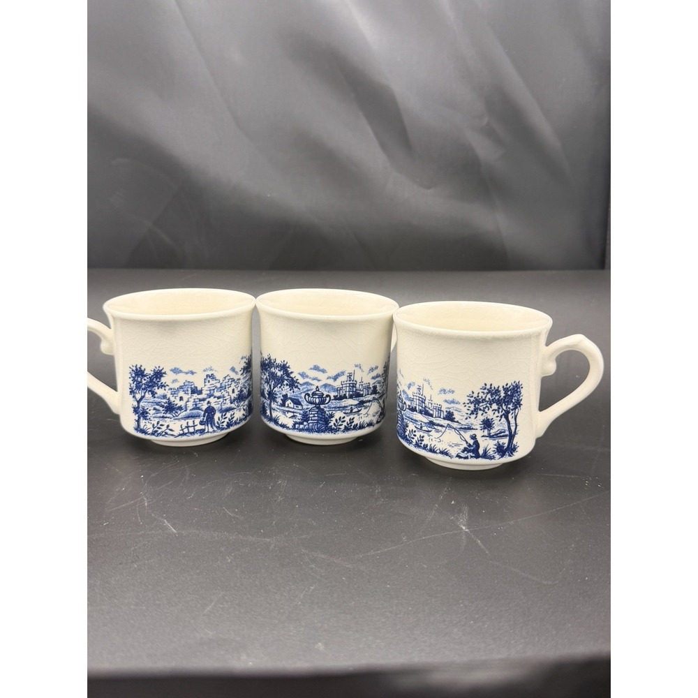 Set Of 3 Churchill Currier & Ives Harvest Heritage Flat Cups